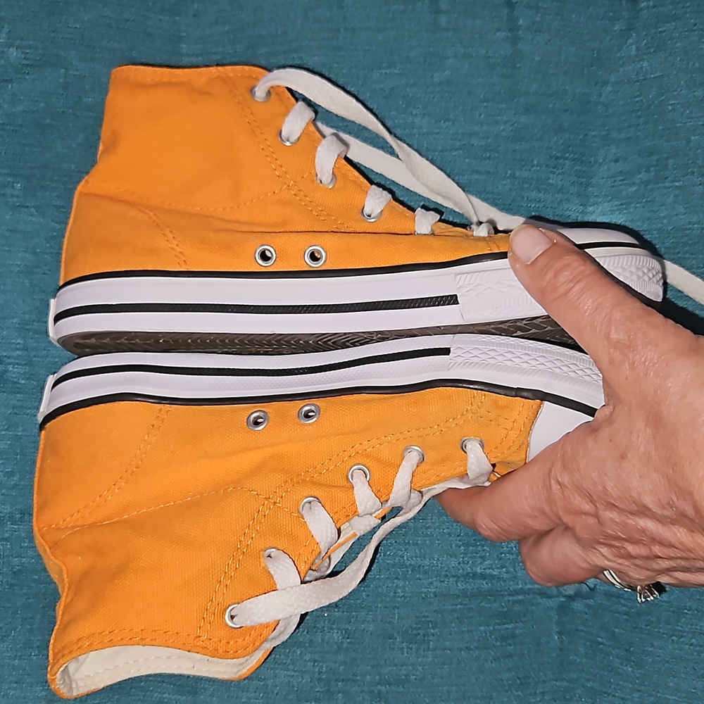 VGC Dunlop orange kids size 1 canvas Converse style high top vintage trainers - Picture 7 of 14